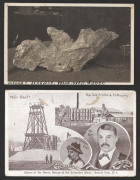 POSTCARDS, real photograph of a gold nugget with handwritten caption "Weight 1135. Ozs. Value Over &pound;5,000" by T.F. Mackay of Kalgoorlie. Plus "Scenes Of The Heroic Rescue Of The Entombed Miner, Bonnie Vale, W.A."