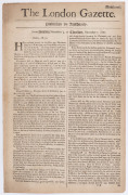 LONDON GAZETTE - ENGLAND - 1667 issues: complete run between Oct.14 and Dec.23 (between Numb.200 and 220): content mostly concerns news from various European cities, plus fleet movements and ship arrivals and religious news including Papal activities; iss - 2