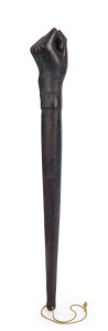 A sailor's persuader club or cosh, carved blackwood in the form of a fist, named in metal studs "W. FISHER", Tasmanian origin, 19th century, 44.5cm high
