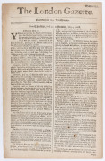 LONDON GAZETTE - ENGLAND - 1668 issues: almost complete January to April run (between Numb.222 and 257, excl. 229, incl. duplicates of issues 250 & 257): content mostly concerns news from various European cities, plus fleet movements, ship arrivals and de - 3