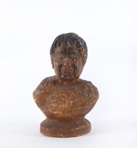 A New Zealand carved kauri gum bust of a Maori, 19th century, 10cm high
