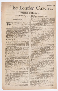 LONDON GAZETTE - ENGLAND - 1668 issues: largely complete September to December run (between Numb.292 and 326, ex 301, 303 & 320): content mostly concerns news from various European cities, plus fleet movements, ship arrivals, and religious news including 