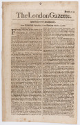 LONDON GAZETTE - ENGLAND - 1675-1678: large group of issues between numb.1079 and 1337: some notable reports include issue 1083 (Apr.3.1676) with news of arrival in Spain of Spanish galleons carrying 25 million pieces of eight, the same issue also carries - 2