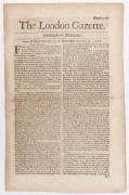 LONDON GAZETTE - ENGLAND - 1675-1678: large group of issues between numb.1079 and 1337: some notable reports include issue 1083 (Apr.3.1676) with news of arrival in Spain of Spanish galleons carrying 25 million pieces of eight, the same issue also carries - 3