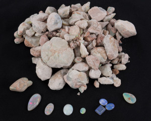 Polished solid opals and assorted opal potch
