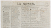 THE SPECTATOR (NEW YORK): 1800 (Jan.1) edition of this short-lived (Oct. 1797 to Dec.31 1800) broadsheet including a report on the "Funeral Procession as a tribute to the memory of General George Washington" held on December 31st 1799, with full details o