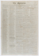 THE SPECTATOR (NEW YORK): 1800 (Jan.1) edition of this short-lived (Oct. 1797 to Dec.31 1800) broadsheet including a report on the "Funeral Procession as a tribute to the memory of General George Washington" held on December 31st 1799, with full details o - 2