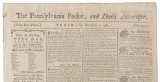 THE PENNSYLVANIA PACKET, AND DAILY ADVERTISER - 1789 - BILL OF RIGHTS: (Oct.6) edition with column headed "Congress of the United States" showing the Twelve Articles of Amendment approved by Congress on September 25, 1789; other contents include a verse d - 2