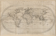 BOWEN, Emanuel (1694? - 1767) A New and Accurate Map of the World. Drawn from the best Authorities and regulated by Astronomical Observations: Describing the Course of each of the following Circum-Navigators Vizt. Ferdinand Magellan, Sr. Francis Drake and