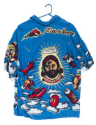 Reg MOMBASSA (Christopher O'Doherty, b.1951)"Australian Jesus"An original mens "L" size Mambo Loudshirts design,short-sleeved button down shirt; in VG condition.