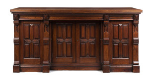 An Australian cedar sideboard, finely crafted panel work, 19th century, 99cm high, 200cm wide, 67cm deep