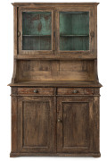 A farmhouse kitchen dresser with original distressed painted finish, 19th century, 197cm high, 120cm wide, 49cm deep