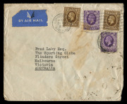 AUSTRALIA: Aerophilately & Flight Covers: 21 Aug.1936 roughly opened cover London-Melbourne, participant in the famed 'Desert incident', where Horsa on Aug 29, during Imperial Airways service flight IE473 (departed Aug.22), overshot Bahrain Aerodrome by 1