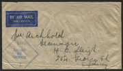 AUSTRALIA: Aerophilately & Flight Covers: CRASH COVER: Dec.1942&nbsp; airmail cover recovered from RAAF Beaufort A-119 (7 Squadron), which ditched in the sea on 9 December, near Wednesday Island (off Thursday Island), 'DAMAGED MAIL/SALVAGED FROM SEA' label aff - 2