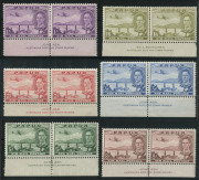 PAPUA: 1939 (SG.163-68) 2d to 1/6d Airs set in Ash imprint pairs, MVLH.(6 pairs).