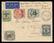 PAPUA - Aerophilately & Flight Covers: 1930-37 group comprising 1930 (Aug.18) Wau-Rabaul (AAMC.P21) with Guinea Airways circular cachet, Cat.$350; 1935 (Aug.30) Port Moresby-Ioma (AAMC.P96) signed by pilot Orme Denny, Cat.$200; 1937 (Jan.4) Sydney-New Gui - 2