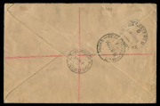AUSTRALIA: Aerophilately & Flight Covers: 7 Aug.1926 (AAMC.97) Darwin - Sydney - Melbourne registered cover, carried by Alan J. Cobham on the last legs of his epic flight from England in a DH50 seaplane. With appropriate backstamps and original enclosures - 2