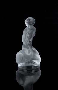 LALIQUE "Leda and Swan" French Art Deco frosted glass statue, marked "Crystal Lalique, France", 11.5cm high,