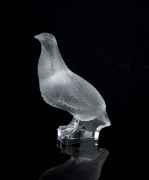 LALIQUE "Perdrix Debout" French Art Deco frosted glass bird statue, engraved "Lalique, France", 18cm high