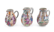 Three Chinese export porcelain sparrow beak jugs, circa 1750, ​the tallest 12cm high