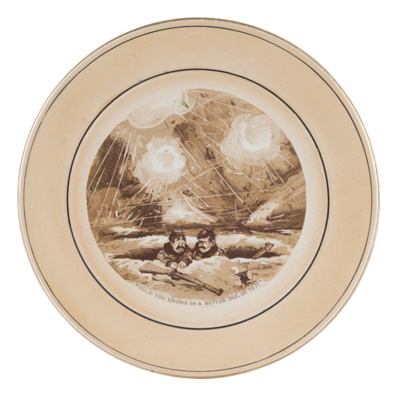 BRUCE BAINSFATHER Grimwades porcelain plate, circa 1917, ​18.5cm diameter