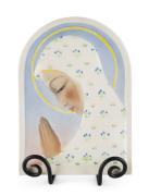 Italian porcelain plaque "Madonna Della Preghiera" circa 1925, hand signed on the back "Di Nori, Torino" with title, ​31cm high