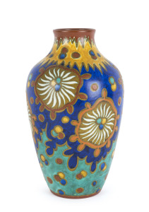 GOUDA Dutch Art Deco pottery vase, early 20th century, signed "Melvin, Gouda, Made In Holland", 32cm high