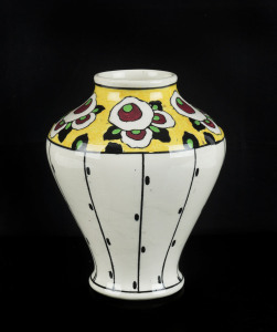 BOCH FRERES Belgium Art Deco porcelain vase, circa 1925, black circular factory mark, 19.5cm high