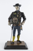 German "Clock Peddler" cast iron figural clock, 19th century, 38cm high