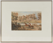 ARTIST UNKNOWN (19th century, Australian), chasing the brumbies, watercolour, 18 x 28cm - 2