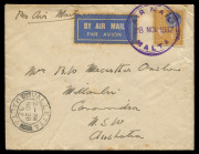 AUSTRALIA: Postal History: 1931-1944 inward airmail covers from Western Europe to Australia with MALTA 1931-32 covers (2) from Valletta to Melbourne (registered) or Canowindra (NSW) franked 10½d and 4½d for double and single airmail surcharge to Italy, th