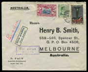 AUSTRALIA: Postal History: 1937-40 inwards airmail covers to Australia from Baltic States or Eastern Europe with LITHUANIA 1937-38 D. Fain (Kaunas) covers to Henry B Smith Melbourne, varying compositions for 3L40 rate, two types of 'Par avion' etiquette, - 3