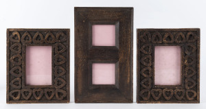 Three primitive Australian picture frames, carved hardwood, late 19th century, ​the largest 28 x 17cm