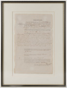 CONVICTION Notice, Launceston, Van Diemen's Land, 1838, foolscap page convicting the Launceston shop keeper Isaiah Morris of using fraudulent weights and scales whilst selling bread, signed by Justice of the Peace DARCY WENTWORTH Esquire. Framed and glaze - 2