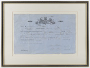 JAMES HAYNES of Launceston six months conviction for unlawfully obtaining a pair of boots, Police Office document, 20th July, 1869, signed by Justice of the Peace THOMAS MASON and CHARLES JAMES WEEDON. Single page blue paper document. sheet size 21.5 x 33 - 2