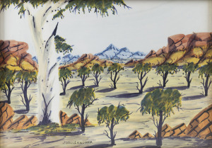 JOHN LANDARA (1953 - ), desert scene, watercolour, ​signed lower centre "John Landara", 25.5 x 36cm,