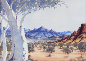 MAURICE NAMATJIRA (1938-1977), Hermannsburg school landscape, watercolour, signed lower right "Maurice Namatjira", 24 x 33cm