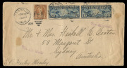 AUSTRALIA: Postal History: 1920s-30s inwards airmail cover to Australia from Americas or Caribbean with BRAZIL: 1936 (Sep 9) General Electric cover Rio de Janeiro to Sydney franked 12,500r showing handstruck 'SERVICO AEREO TRANSOCEANICO/CONDOR/ZEPPELIN/LU