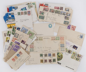 WORLD - General & Miscellaneous: Eclectic array of covers incl. Australia 1960-66 PTPO Stationery Envelopes 5d light blue BW.ES98 (2)& 5d red ES98 (2) for British Phosphate Commissioners fine unused, Gilbert & Ellice 1939 covers (3) with KGV 1912-27 ½d to 6d (2) or ½d to 1/- tied by 'GENERAL POST OFFICE/OCEAN ISLAND' datestamps, KGVI ½d to 1/- Pictorials FDCs (3), 1949 Silver Wedding FDCs (2), Nauru Shiny Paper Ships ½d to 2/6d tied Nauru '24MY38' datestamps to OHMS cover, Malaysian Airways 1