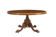 A Victorian oval loo table, burr walnut, circa 1880, ​76cm high, 149cm wide, 108cm deep