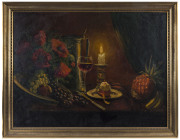 ARTIST UNKNOWN (German), still life with fruit, oil on board, 71 x 93cm