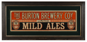 "THE BURTON BREWERY Coy. MILD ALES" colour lithograph point of sale advertising, early 20th century, original timber frame with gilt slip, ​37 x 79cm overall