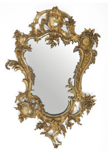 A French Rococo style mirror in gilded bronze frame, mid 19th century, ​81 x 55cm