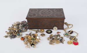 Assorted antique and vintage jewellery, cuff links, buckles etc, 19th and 20th century,