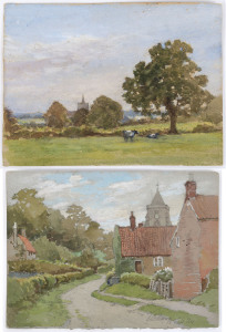 ARTIST UNKNOWN (British), I.) Elsham, circa 1924, II.) Lincolnshire landscape, watercolour, 13.5 x 18cm each