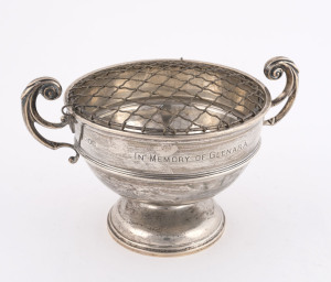 An English sterling silver rose bowl, London, circa 1912, engraved "In Memory Of Glenara", 18.5cm across the handles, 290 grams
