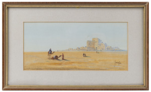 Four Egyptian scene watercolours, early 20th century, three framed, one loose in card folder, signed "Lacope", ​the largest 12 x 24cm