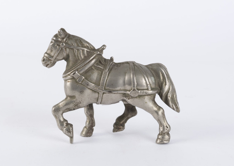 A chromed metal horse money box, early 20th century, ​12.5cm high