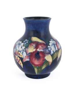 MOORCROFT "Orchid" pattern pottery vase, circa 1930s, incised "Moorcroft, Potters To H.M. The Queen, Made In England", 19.5cm high