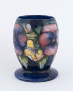 MOORCROFT "Pansy" pattern pottery vase, late 1930s, impressed "W. Moorcroft, Potters To H.M. The Queen, Made In England", 11cm high